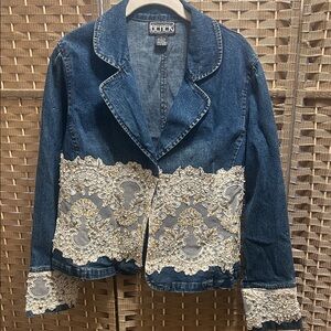 Berek Blue Denim Jacket with Cream Lace Accents
